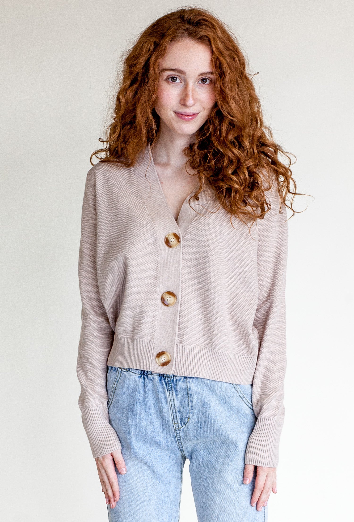 The Hampton Cardi- Beige - Pink Martini Collection