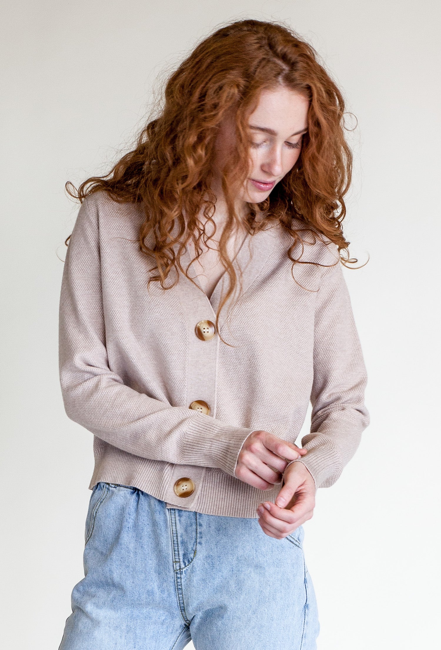 The Hampton Cardi- Beige - Pink Martini Collection