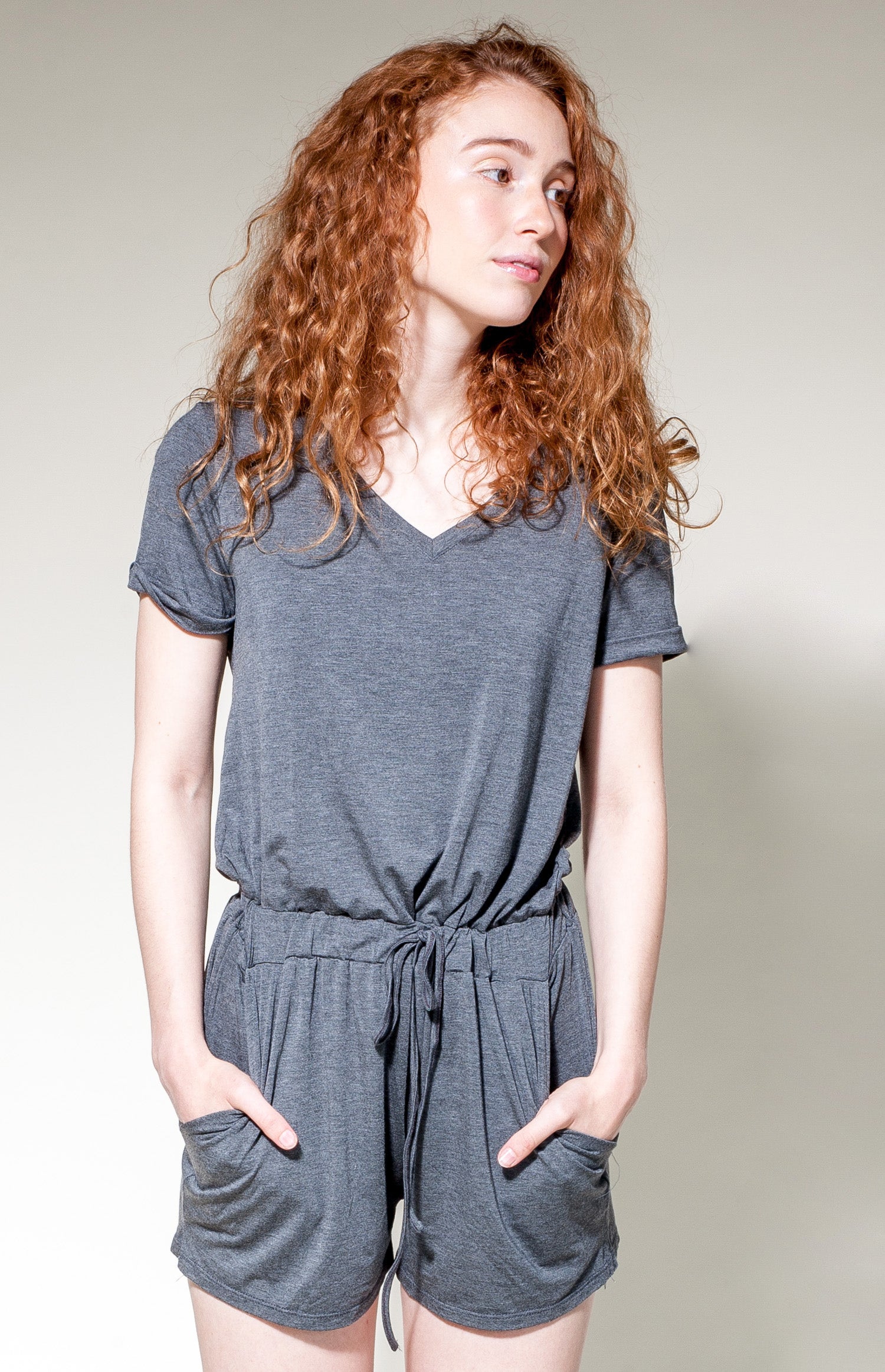 Shayla Romper Grey - Pink Martini Collection