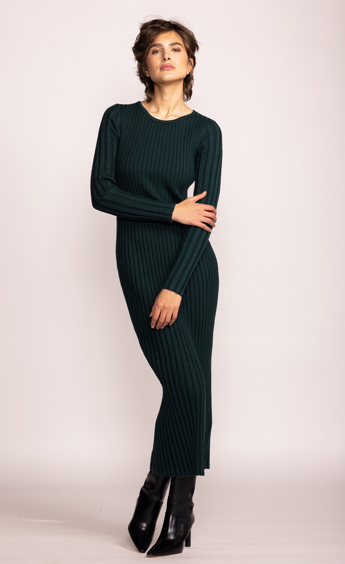 The Ava Sweater Dress Green