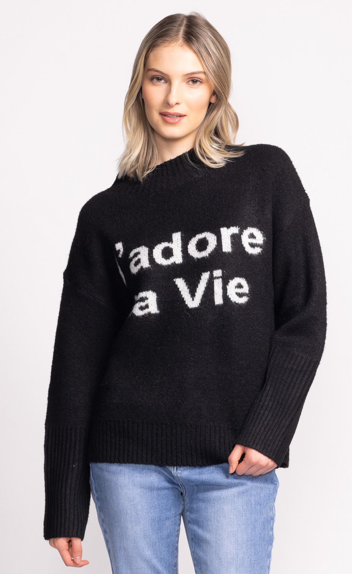 J'adore La Vie Sweater- Black