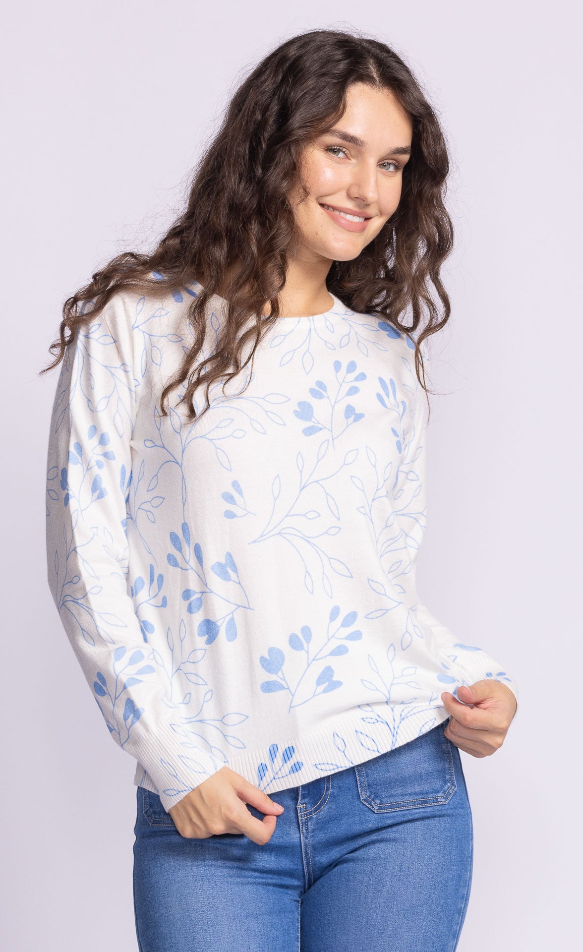 Lillian Sweater - White Blue