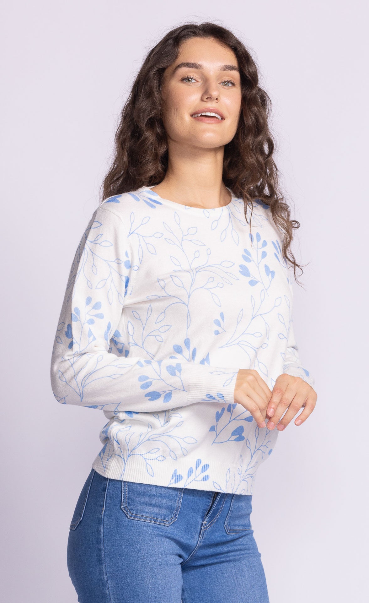 Lillian Sweater - White Blue