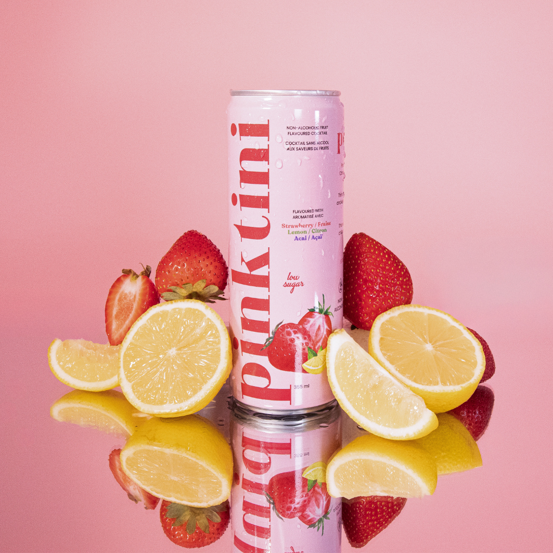 Pinktini can non-alcoholic fruit flavored cocktail 