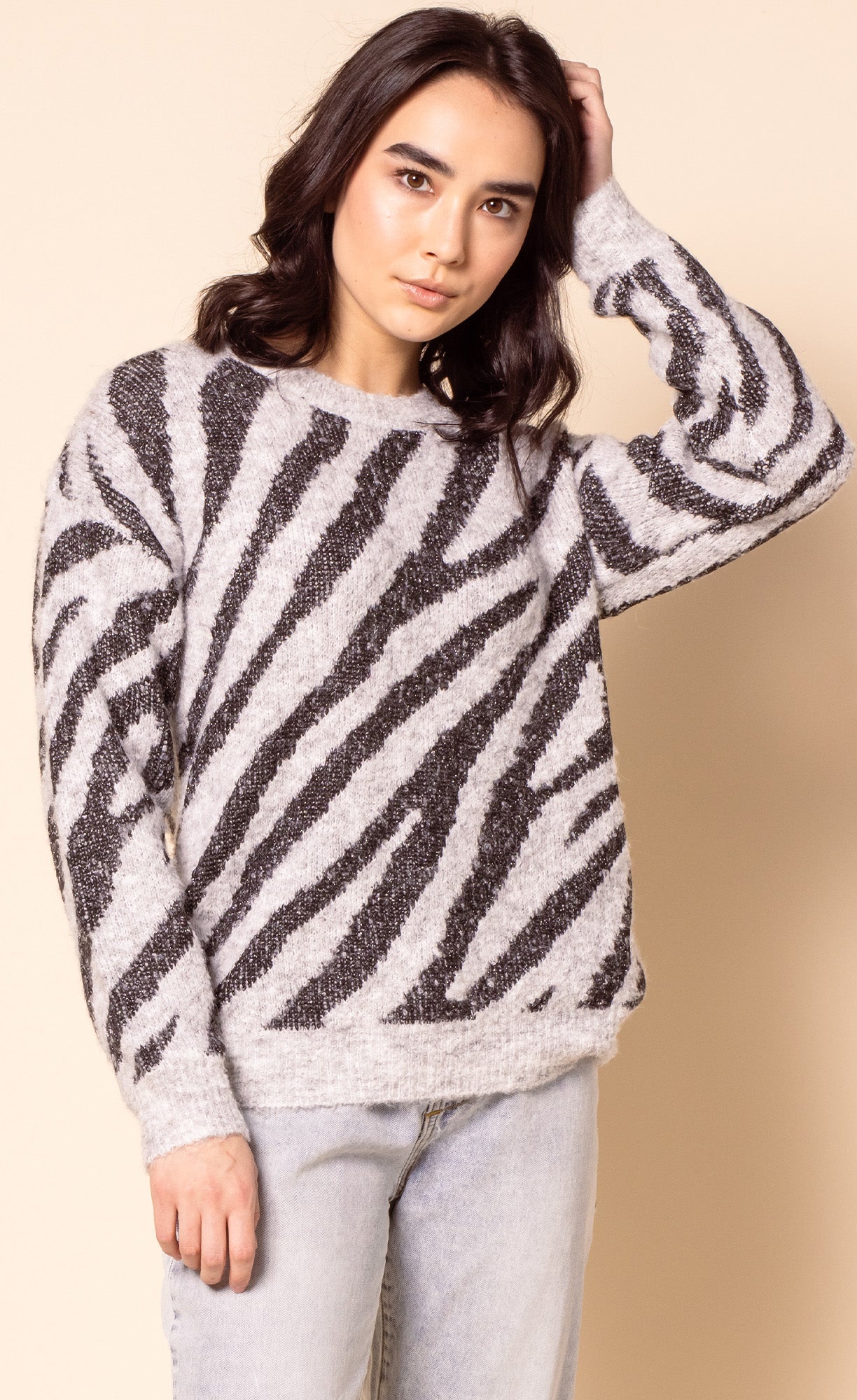 The Zebra Sweater Grey - Pink Martini Collection