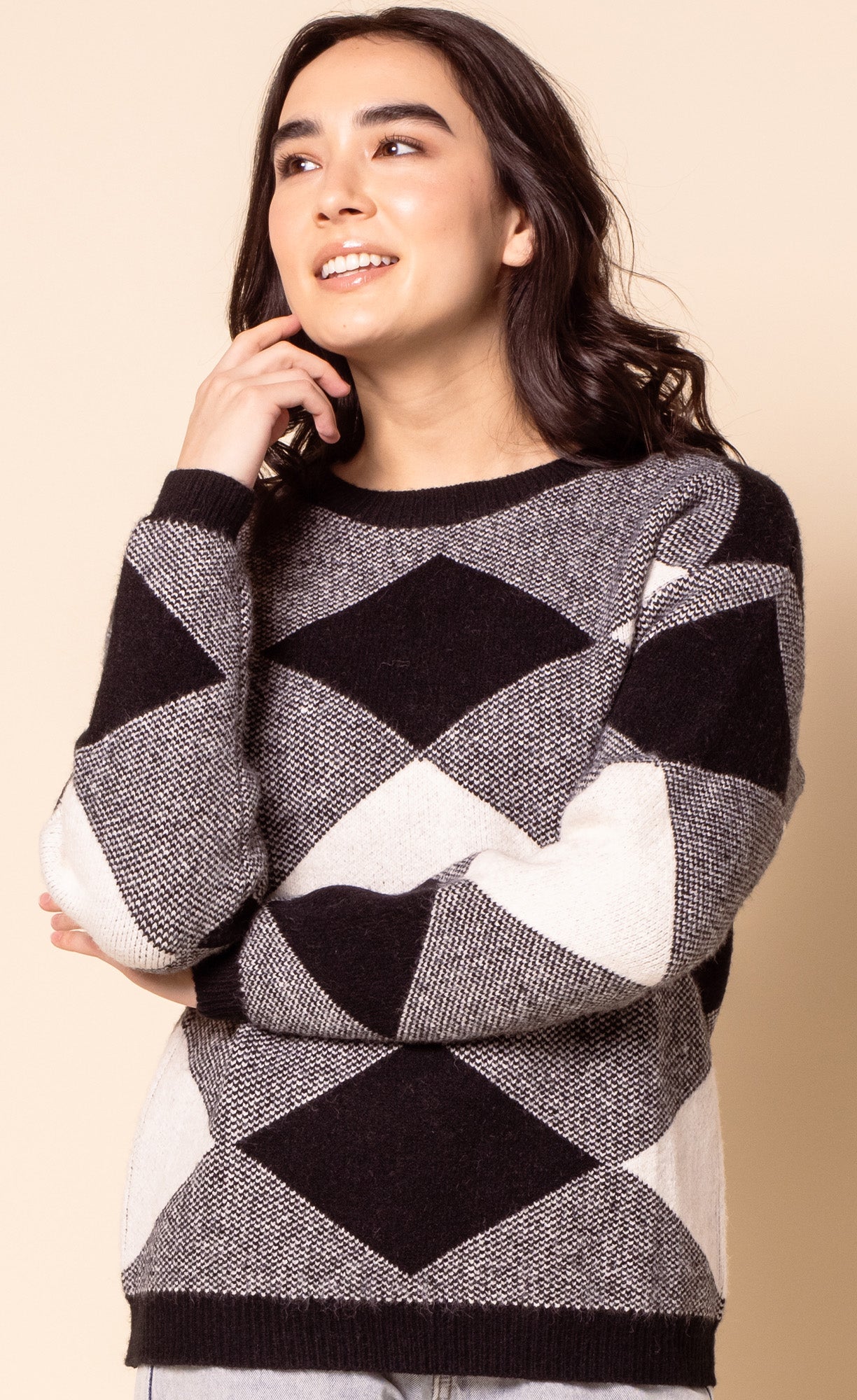 The Checkers Sweater Black - Pink Martini Collection