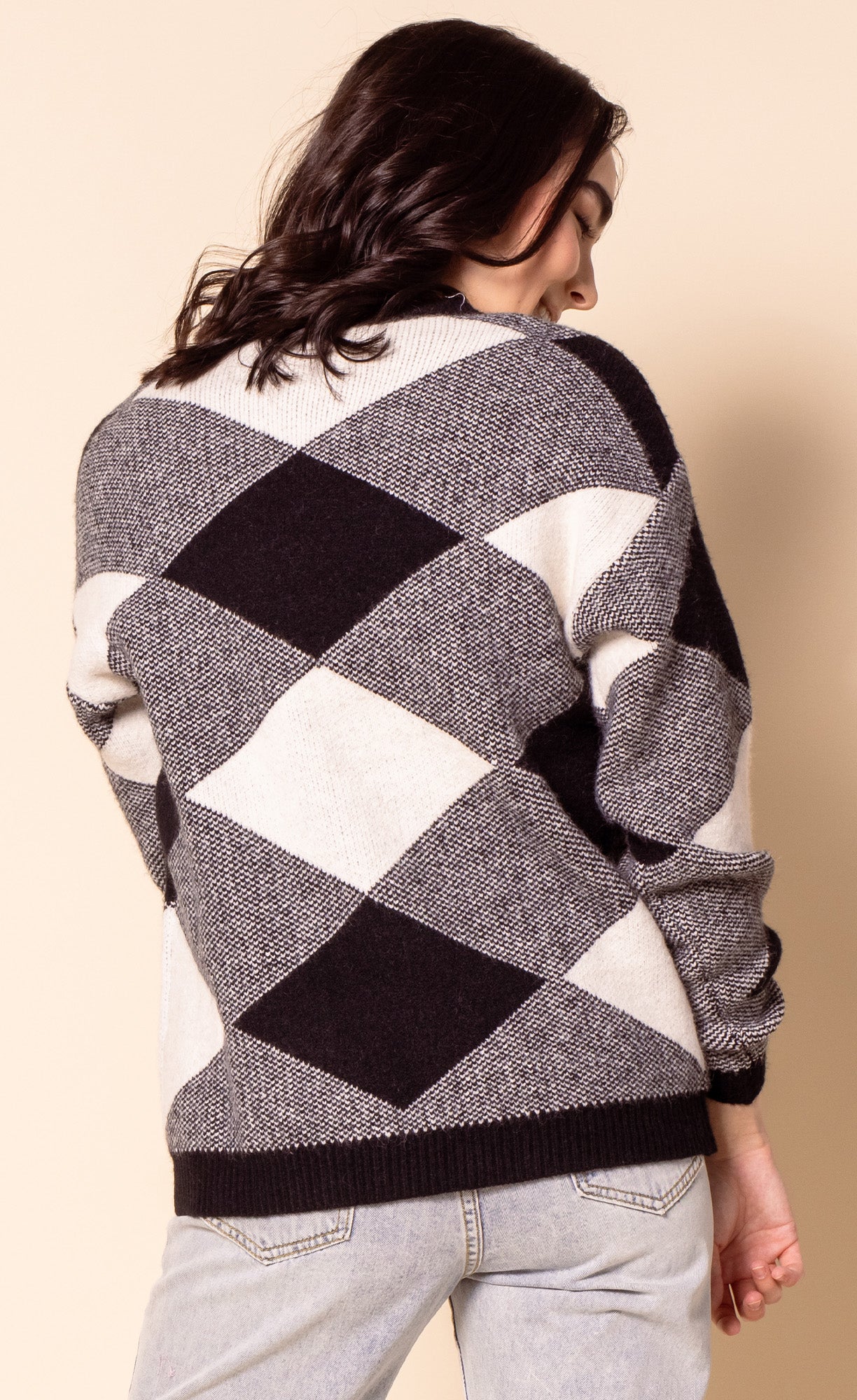 The Checkers Sweater Black - Pink Martini Collection