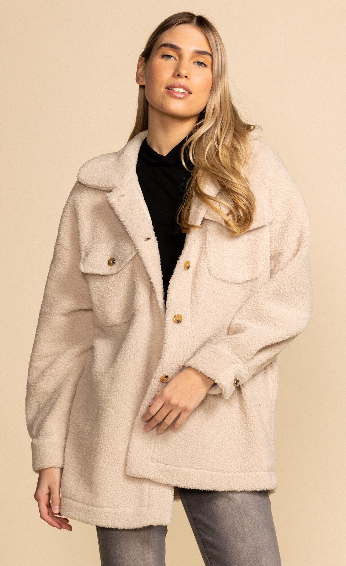 Narla Teddy Coat Beige - Pink Martini Collection