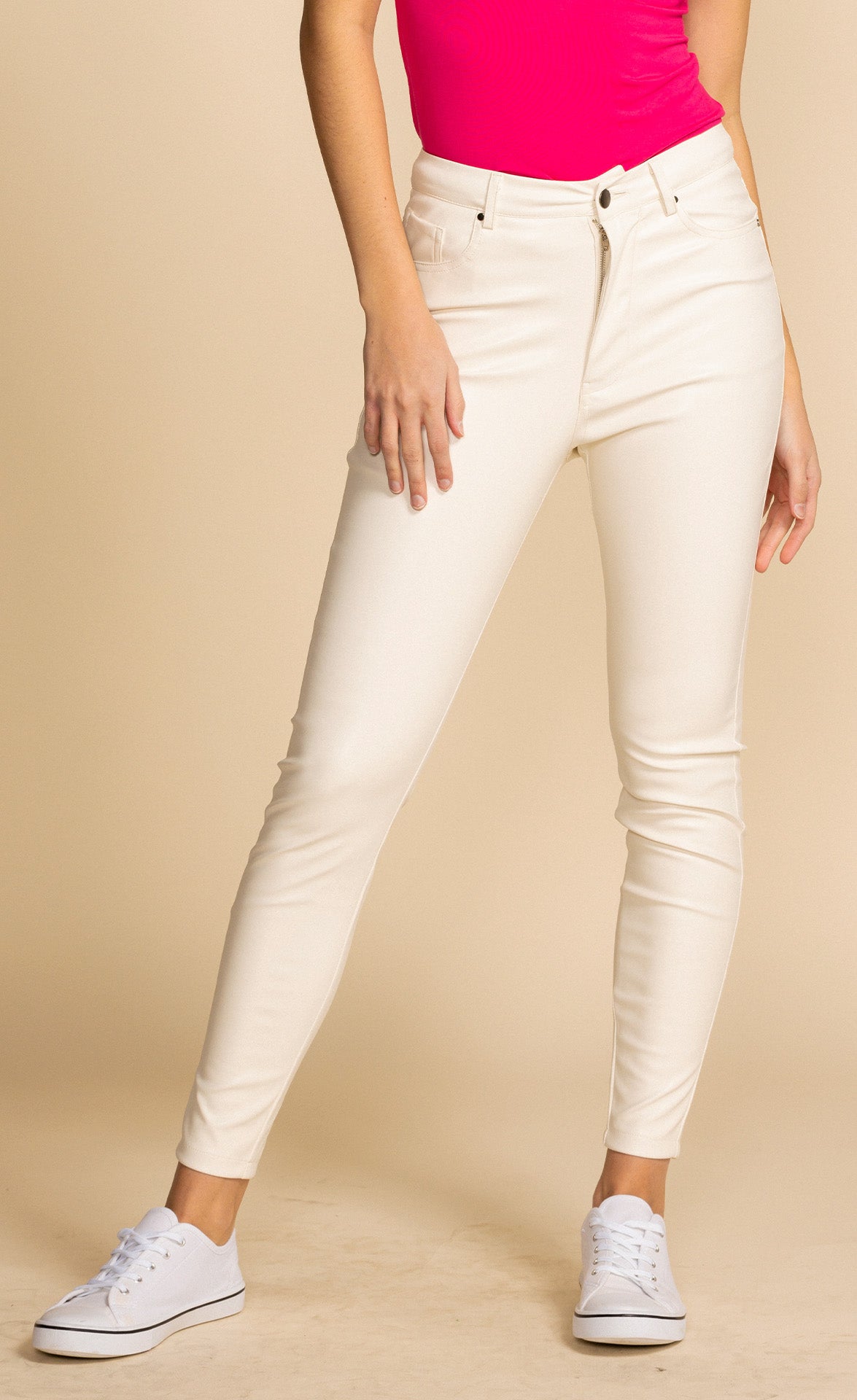 Night Walk Leather Pants White - Pink Martini Collection