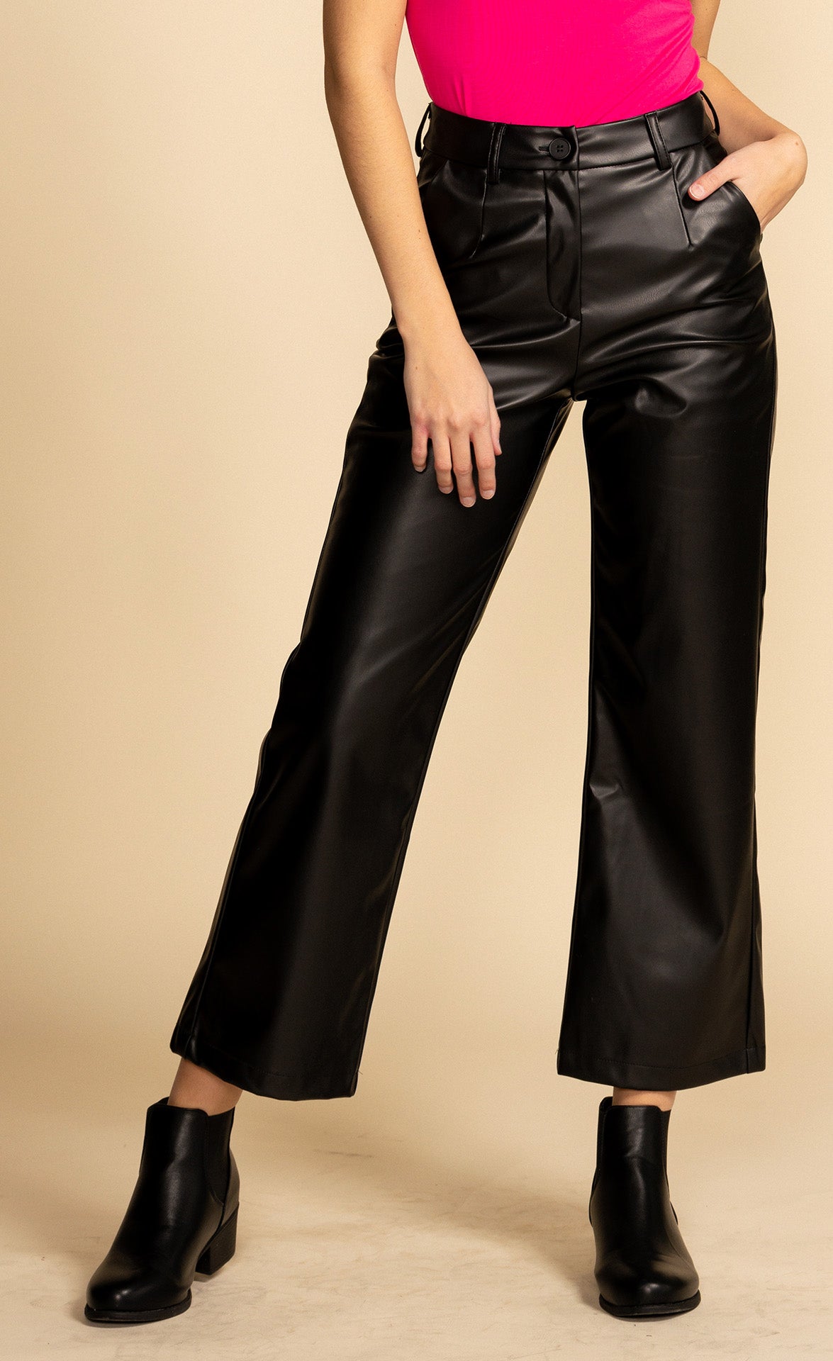 Straight to the Chase Leather Pants Black - Pink Martini Collection