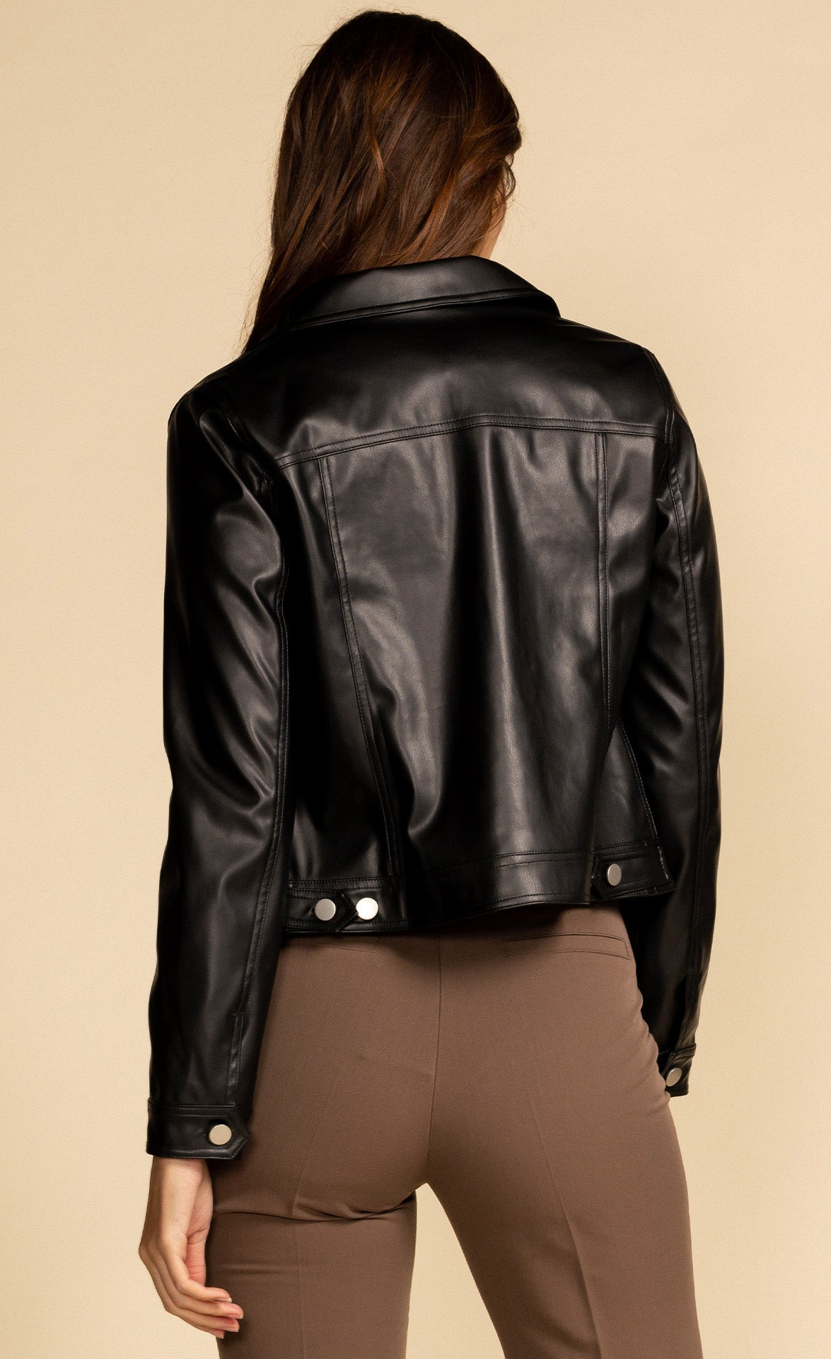 Moto synthetic Leather Jacket Black - Pink Martini Collection