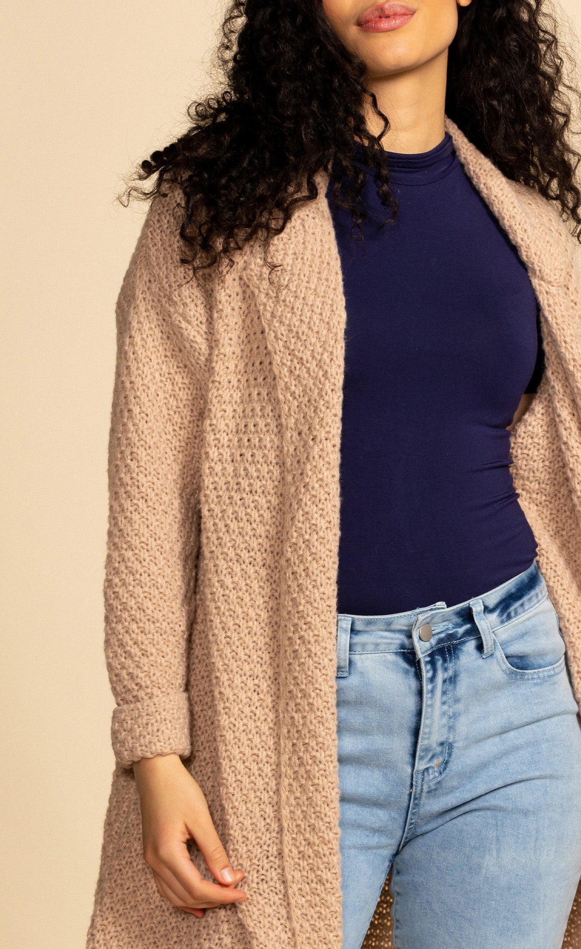 Lise Knit Cardi Taupe - Pink Martini Collection