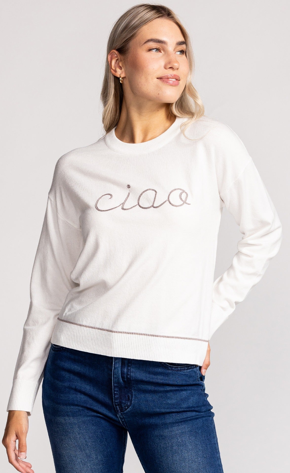 Ciao Sweater White - Pink Martini Collection