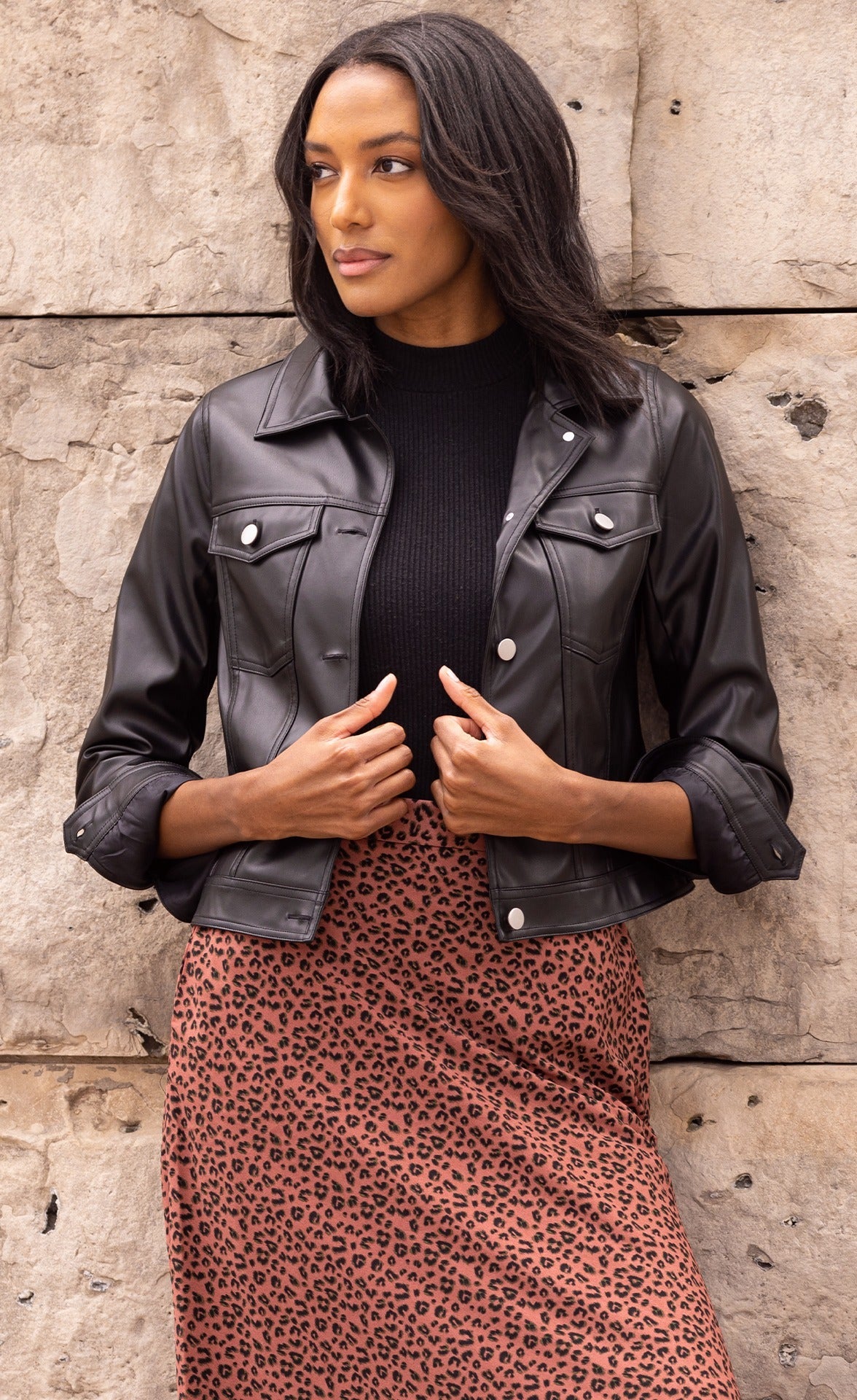 Moto Leather Jacket Black - Pink Martini Collection